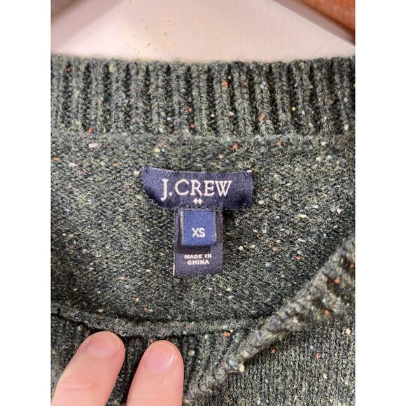 J.Crew Women’s Lambswool Wool Sweater Sz XS Green Elbow Patches Preppy Academia - Picture 4 of 8